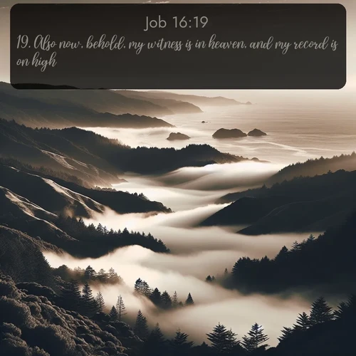 citation biblique : 19. Also now, behold, my witness is in heaven, and my record is on high.
 sur fond image nature
