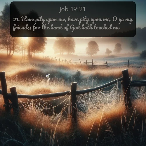 citation biblique : 21. Have pity upon me, have pity upon me, O ye my friends; for the hand of God hath touched me.
 sur fond image nature