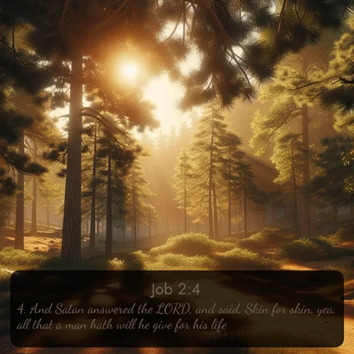 citation biblique : 4. And Satan answered the LORD, and said, Skin for skin, yea, all that a man hath will he give for his life.
 sur fond image nature