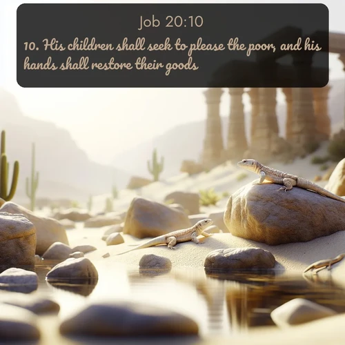 citation biblique : 10. His children shall seek to please the poor, and his hands shall restore their goods.
 sur fond image nature