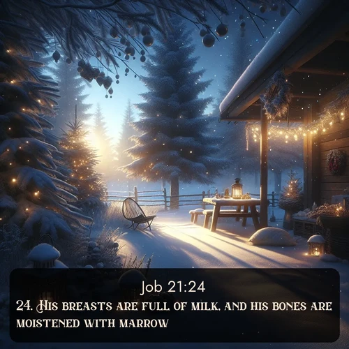 citation biblique : 24. His breasts are full of milk, and his bones are moistened with marrow.
 sur fond image nature