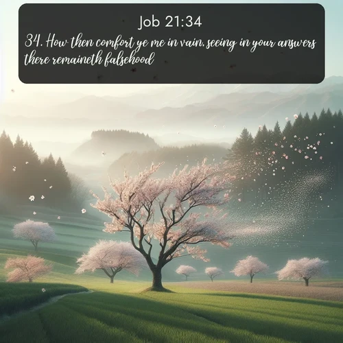 citation biblique : 34. How then comfort ye me in vain, seeing in your answers there remaineth falsehood?
 sur fond image nature