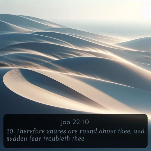 citation biblique : 10. Therefore snares are round about thee, and sudden fear troubleth thee;
 sur fond image nature