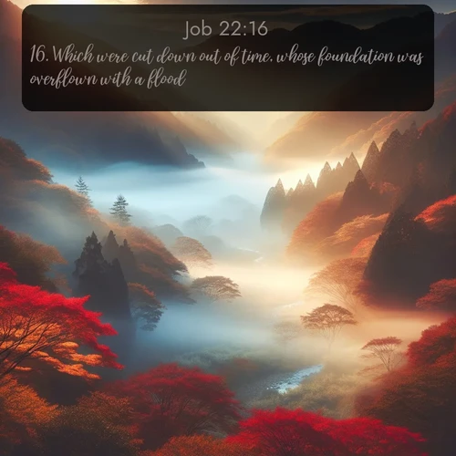 citation biblique : 16. Which were cut down out of time, whose foundation was overflown with a flood:
 sur fond image nature