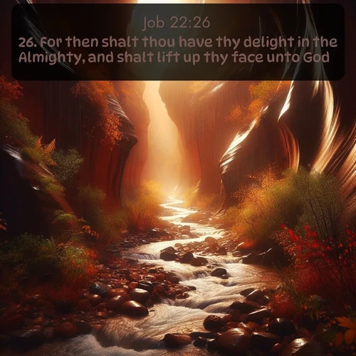 citation biblique : 26. For then shalt thou have thy delight in the Almighty, and shalt lift up thy face unto God.
 sur fond image nature