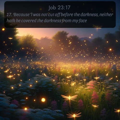 citation biblique : 17. Because I was not cut off before the darkness, neither hath he covered the darkness from my face.
 sur fond image nature