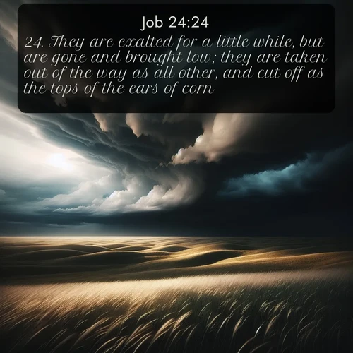 citation biblique : 24. They are exalted for a little while, but are gone and brought low; they are taken out of the way as all other, and cut off as the tops of the ears of corn.
 sur fond image nature