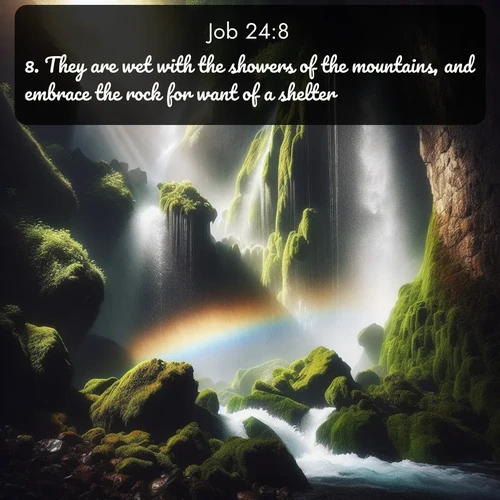 citation biblique : 8. They are wet with the showers of the mountains, and embrace the rock for want of a shelter.
 sur fond image nature