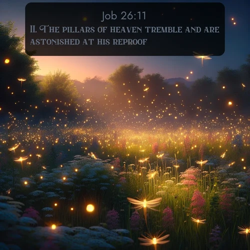 citation biblique : 11. The pillars of heaven tremble and are astonished at his reproof.
 sur fond image nature