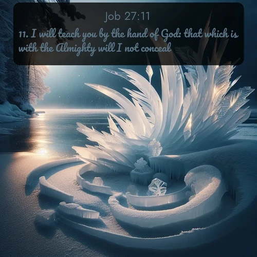 citation biblique : 11. I will teach you by the hand of God: that which is with the Almighty will I not conceal.
 sur fond image nature
