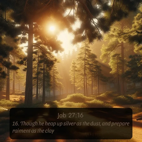 citation biblique : 16. Though he heap up silver as the dust, and prepare raiment as the clay;
 sur fond image nature