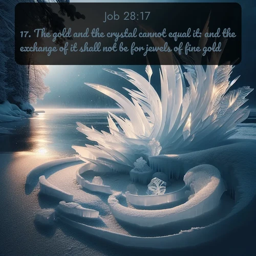 citation biblique : 17. The gold and the crystal cannot equal it: and the exchange of it shall not be for jewels of fine gold.
 sur fond image nature