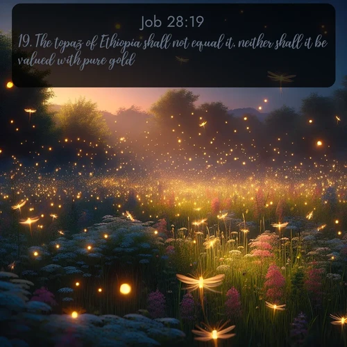citation biblique : 19. The topaz of Ethiopia shall not equal it, neither shall it be valued with pure gold.
 sur fond image nature