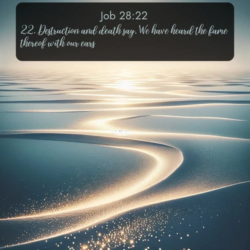 citation biblique : 22. Destruction and death say, We have heard the fame thereof with our ears.
 sur fond image nature