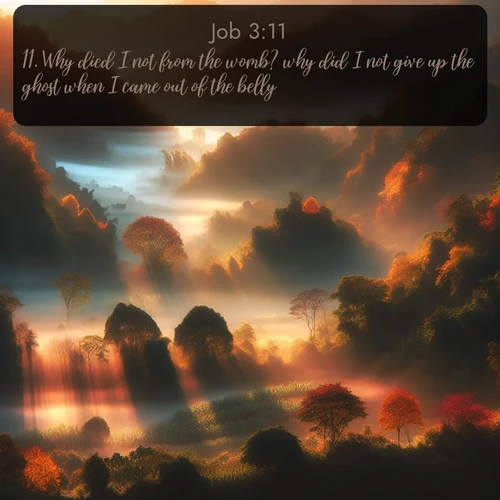 citation biblique : 11. Why died I not from the womb? why did I not give up the ghost when I came out of the belly?
 sur fond image nature