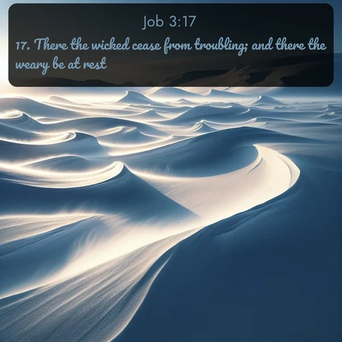 citation biblique : 17. There the wicked cease from troubling; and there the weary be at rest.
 sur fond image nature