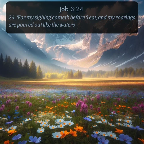 citation biblique : 24. For my sighing cometh before I eat, and my roarings are poured out like the waters.
 sur fond image nature