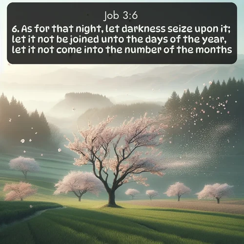 citation biblique : 6. As for that night, let darkness seize upon it; let it not be joined unto the days of the year, let it not come into the number of the months.
 sur fond image nature
