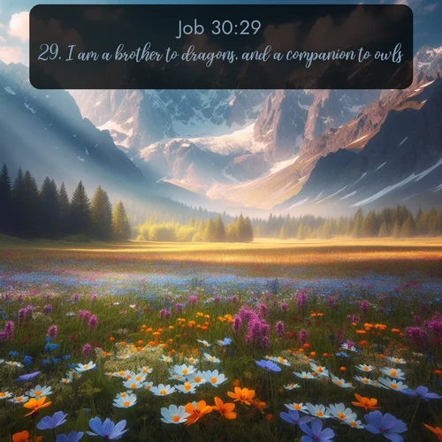 citation biblique : 29. I am a brother to dragons, and a companion to owls.
 sur fond image nature