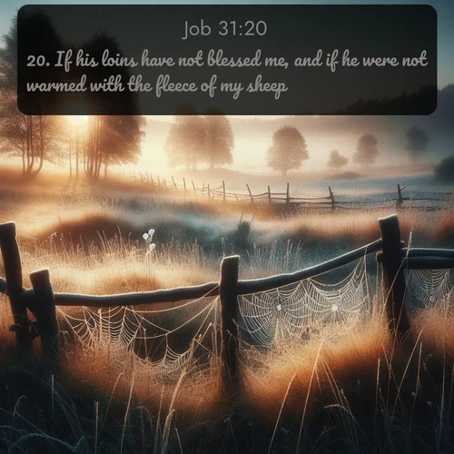 citation biblique : 20. If his loins have not blessed me, and if he were not warmed with the fleece of my sheep;
 sur fond image nature