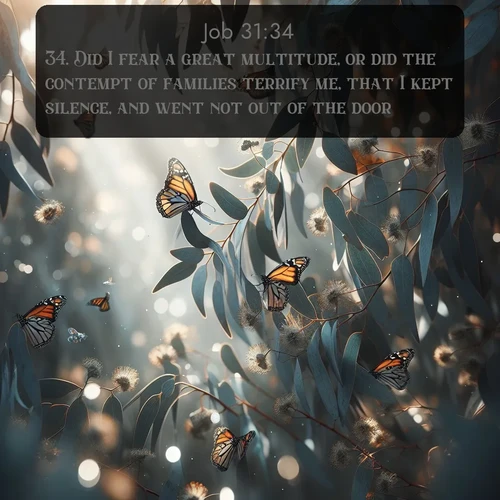 citation biblique : 34. Did I fear a great multitude, or did the contempt of families terrify me, that I kept silence, and went not out of the door?
 sur fond image nature