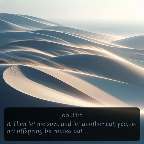 citation biblique : 8. Then let me sow, and let another eat; yea, let my offspring be rooted out.
 sur fond image nature