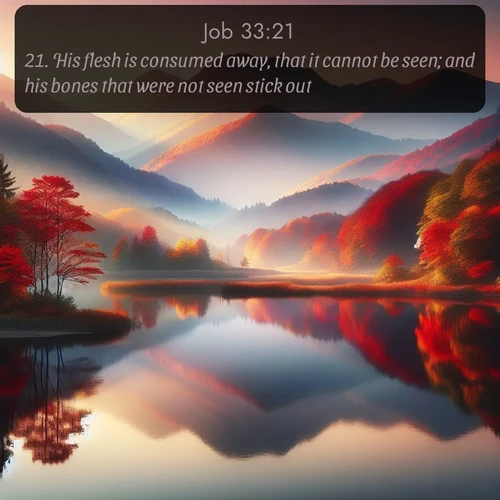 citation biblique : 21. His flesh is consumed away, that it cannot be seen; and his bones that were not seen stick out.
 sur fond image nature