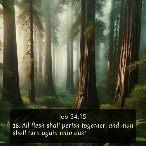 citation biblique : 15. All flesh shall perish together, and man shall turn again unto dust.
 sur fond image nature
