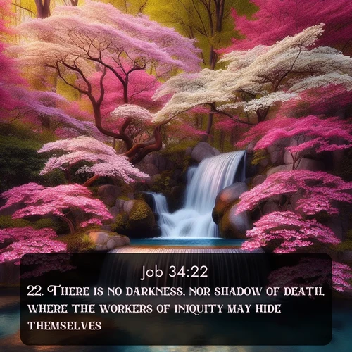 citation biblique : 22. There is no darkness, nor shadow of death, where the workers of iniquity may hide themselves.
 sur fond image nature