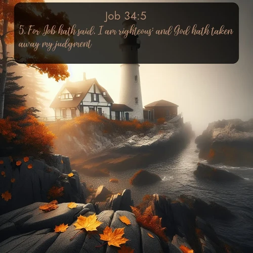 citation biblique : 5. For Job hath said, I am righteous: and God hath taken away my judgment.
 sur fond image nature