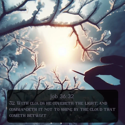 citation biblique : 32. With clouds he covereth the light; and commandeth it not to shine by the cloud that cometh betwixt.
 sur fond image nature