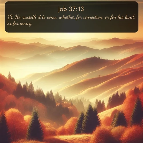 citation biblique : 13. He causeth it to come, whether for correction, or for his land, or for mercy.
 sur fond image nature