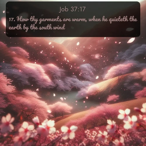 citation biblique : 17. How thy garments are warm, when he quieteth the earth by the south wind?
 sur fond image nature