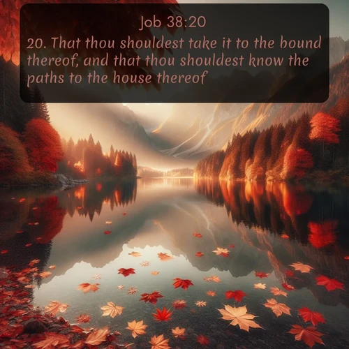 citation biblique : 20. That thou shouldest take it to the bound thereof, and that thou shouldest know the paths to the house thereof?
 sur fond image nature