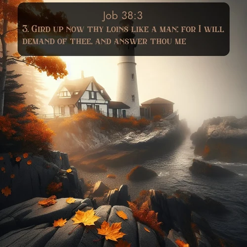citation biblique : 3. Gird up now thy loins like a man; for I will demand of thee, and answer thou me.
 sur fond image nature