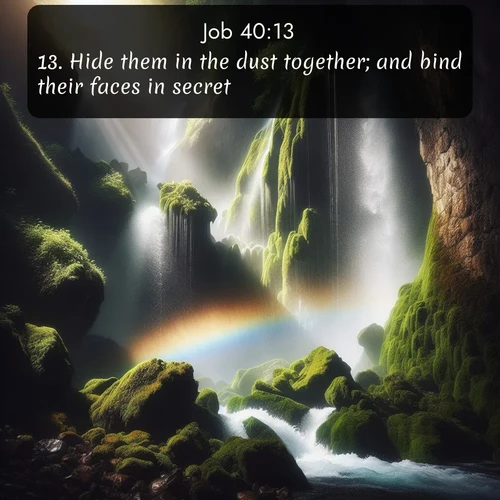 citation biblique : 13. Hide them in the dust together; and bind their faces in secret.
 sur fond image nature