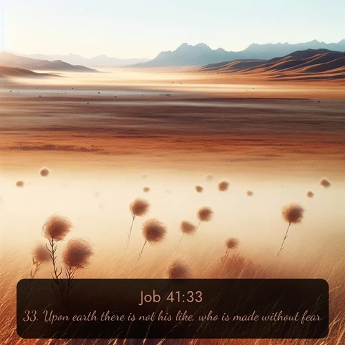 citation biblique : 33. Upon earth there is not his like, who is made without fear.
 sur fond image nature