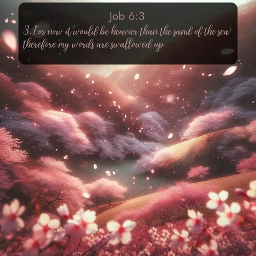 citation biblique : 3. For now it would be heavier than the sand of the sea: therefore my words are swallowed up.
 sur fond image nature