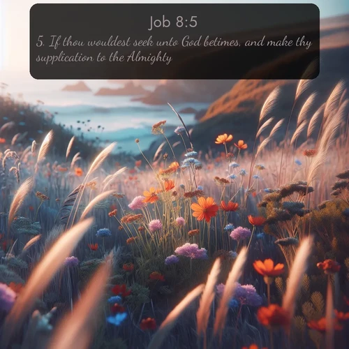 citation biblique : 5. If thou wouldest seek unto God betimes, and make thy supplication to the Almighty;
 sur fond image nature