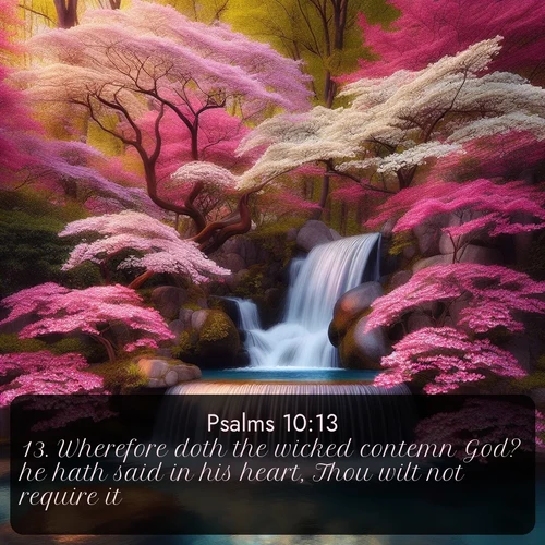 citation biblique : 13. Wherefore doth the wicked contemn God? he hath said in his heart, Thou wilt not require it.
 sur fond image nature