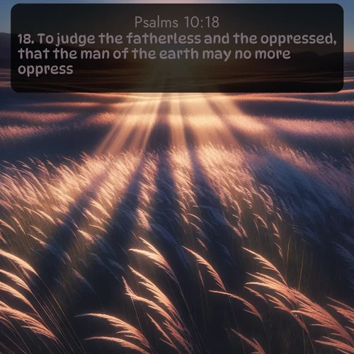 citation biblique : 18. To judge the fatherless and the oppressed, that the man of the earth may no more oppress.
 sur fond image nature