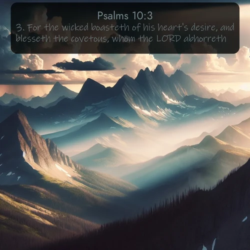 citation biblique : 3. For the wicked boasteth of his heart&#039;s desire, and blesseth the covetous, whom the LORD abhorreth.
 sur fond image nature