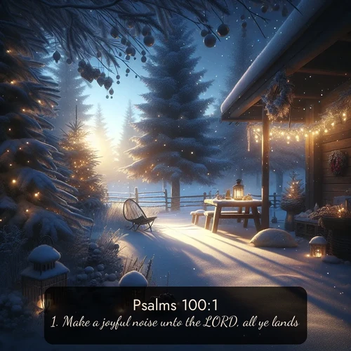 citation biblique : 1. Make a joyful noise unto the LORD, all ye lands.
 sur fond image nature