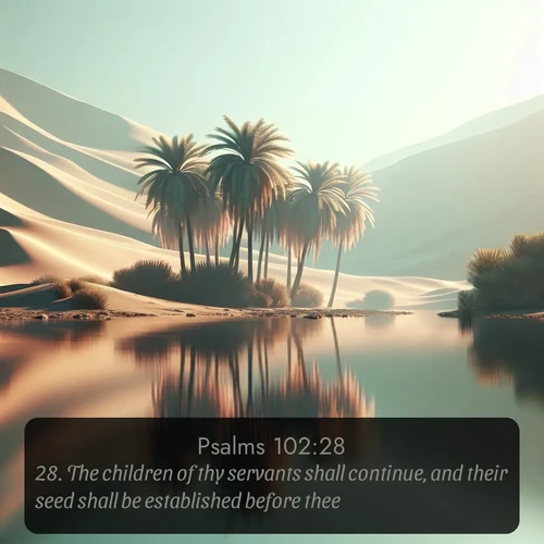 citation biblique : 28. The children of thy servants shall continue, and their seed shall be established before thee.
 sur fond image nature