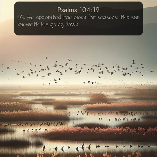 citation biblique : 19. He appointed the moon for seasons: the sun knoweth his going down.
 sur fond image nature