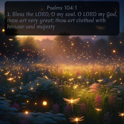 citation biblique : 1. Bless the LORD, O my soul. O LORD my God, thou art very great; thou art clothed with honour and majesty.
 sur fond image nature