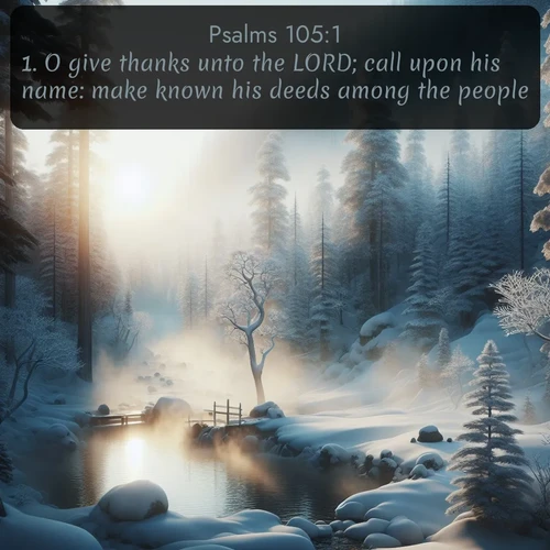 citation biblique : 1. O give thanks unto the LORD; call upon his name: make known his deeds among the people.
 sur fond image nature