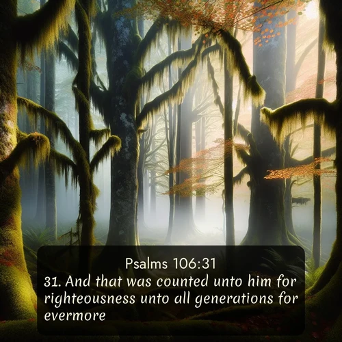 citation biblique : 31. And that was counted unto him for righteousness unto all generations for evermore.
 sur fond image nature