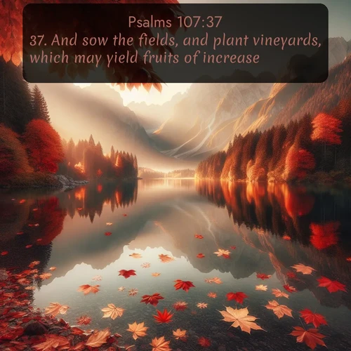 citation biblique : 37. And sow the fields, and plant vineyards, which may yield fruits of increase.
 sur fond image nature