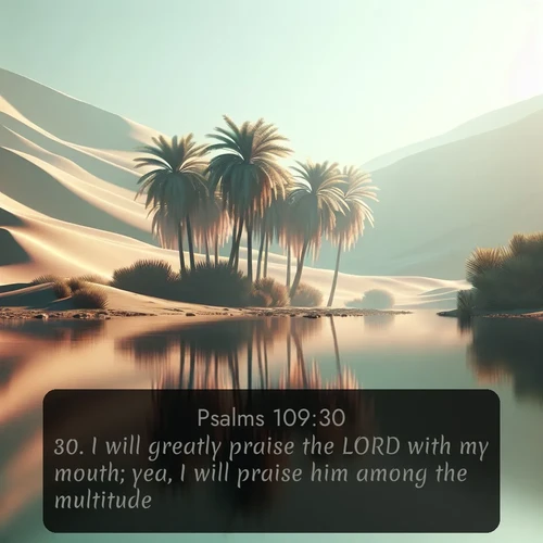 citation biblique : 30. I will greatly praise the LORD with my mouth; yea, I will praise him among the multitude.
 sur fond image nature